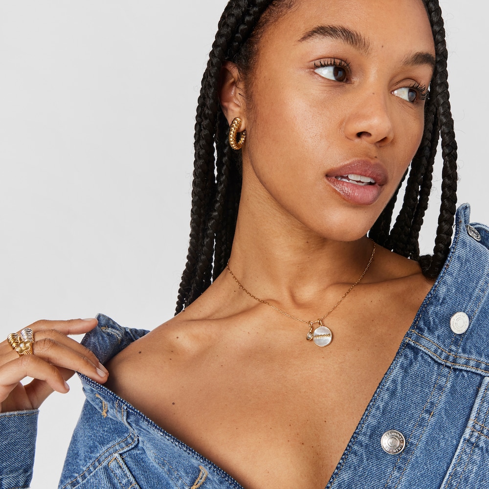 Wisiorek ze srebra vermeil z prasiolitem Alma Motif