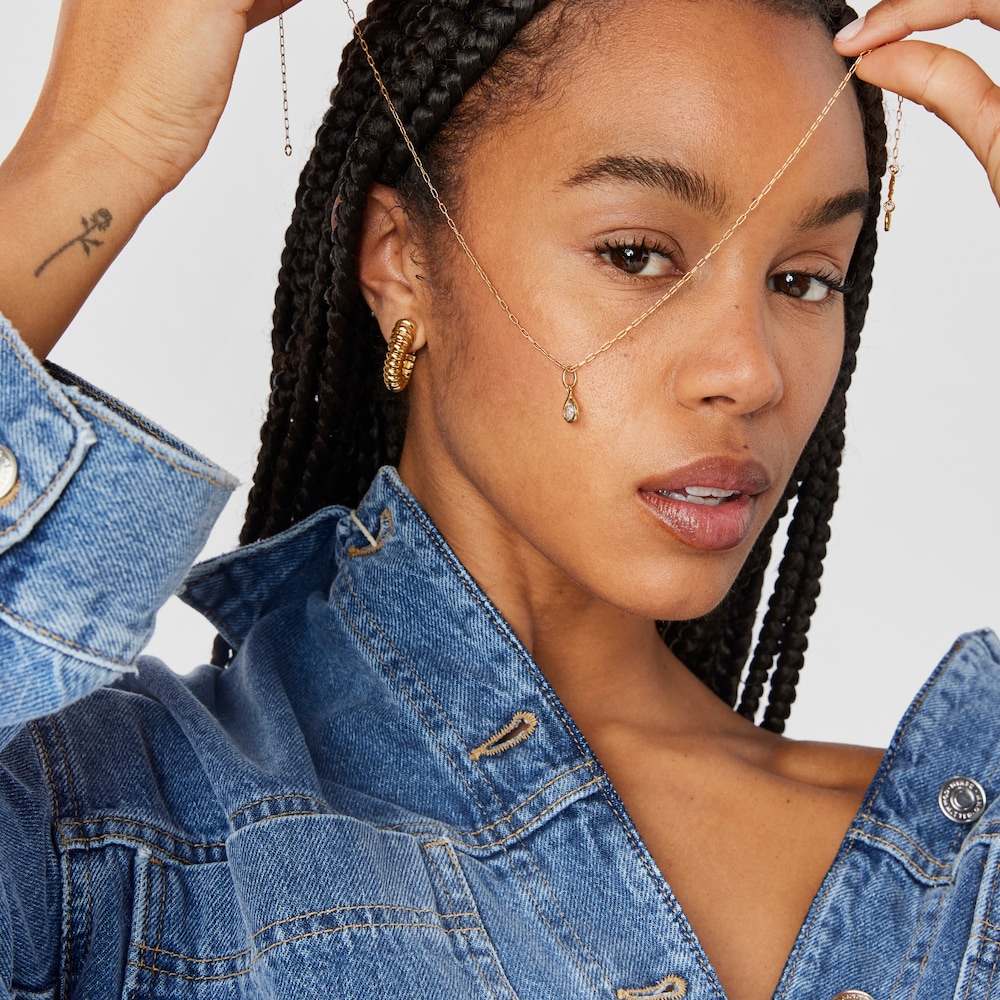 Wisiorek ze srebra vermeil z prasiolitem Alma Motif