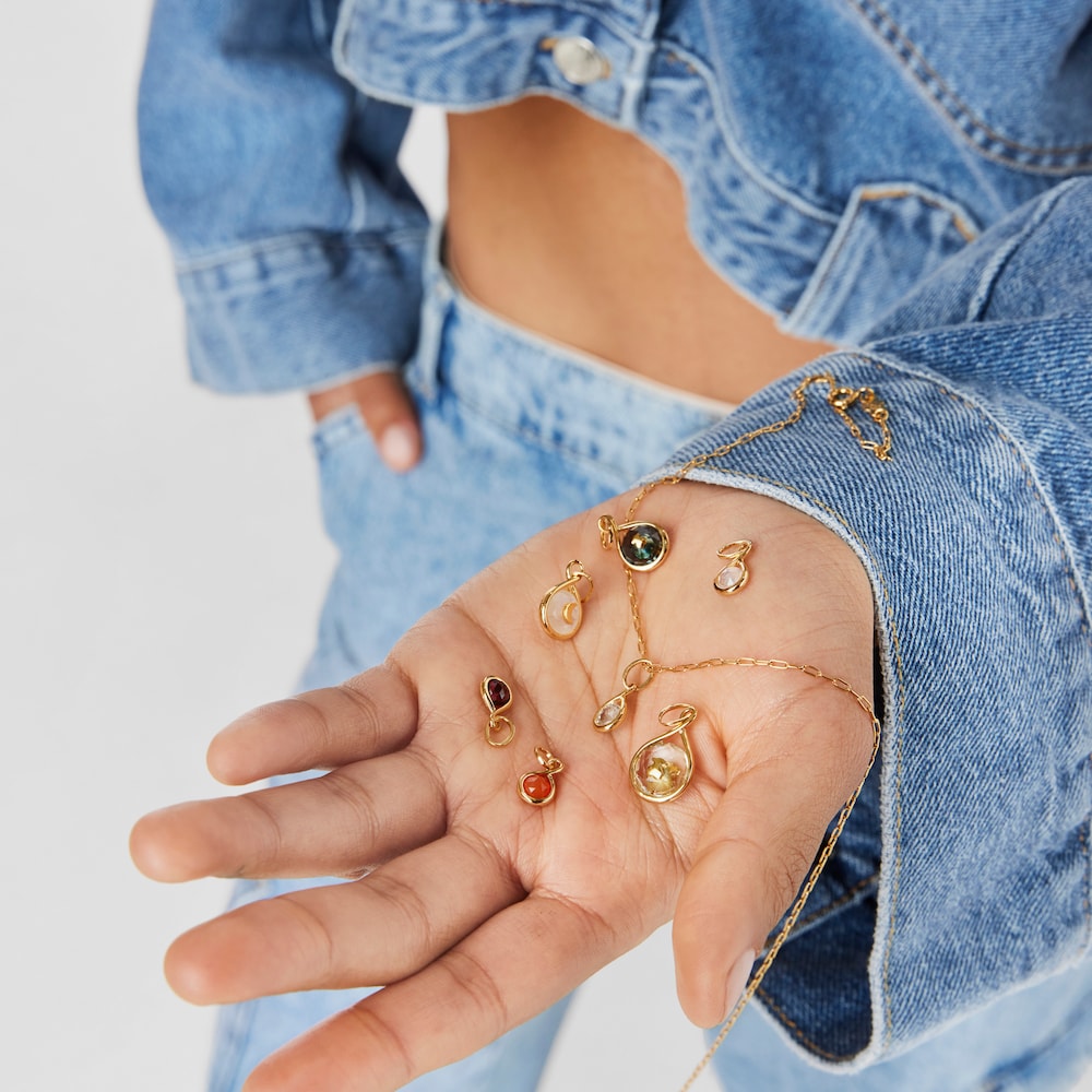 Wisiorek ze srebra vermeil z prasiolitem Alma Motif