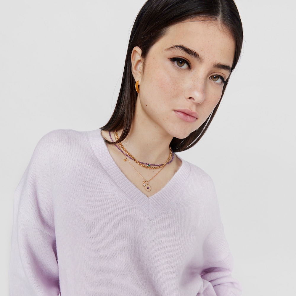 Dije con ba&ntilde;o de oro 18 kt y piedra luna Alma Motif