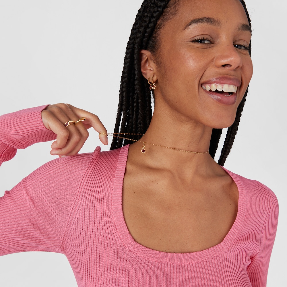 Silver vermeil Pendant with rhodolite Alma Motif