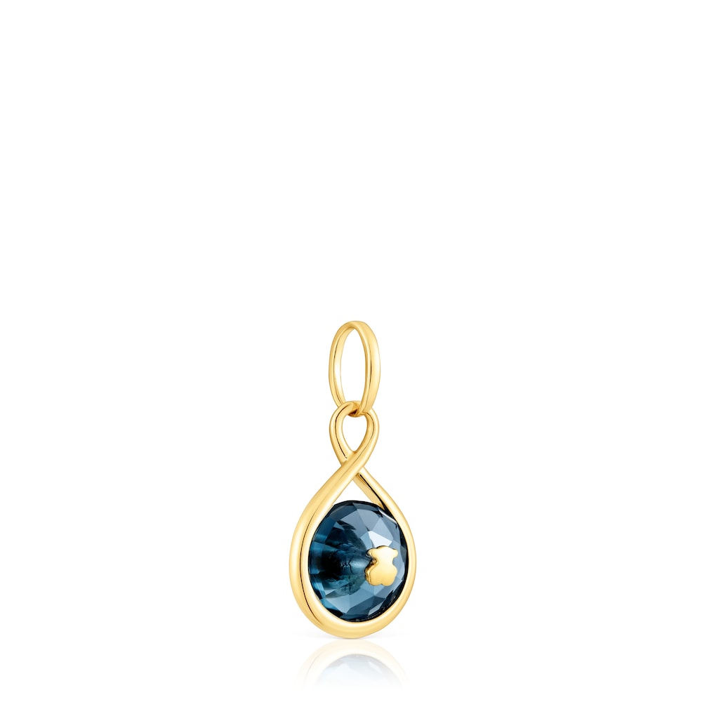 Colgante reversible con baño de oro 18 kt, topacio y perla cultivada Alma Motif image number 2