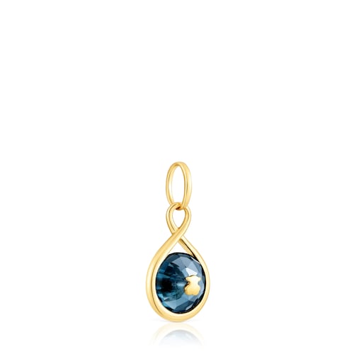 Silver vermeil Reversible pendant with topaz and cultured pearl Alma Motif
