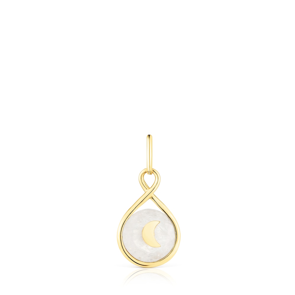 Colgante reversible con baño de oro 18 kt y piedra luna Alma Motif image number 0