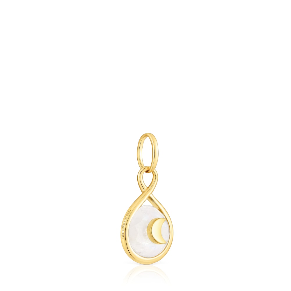 Colgante reversible con baño de oro 18 kt y piedra luna Alma Motif image number 1
