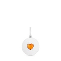 Silver Medallion pendant with carnelian heart Aelita