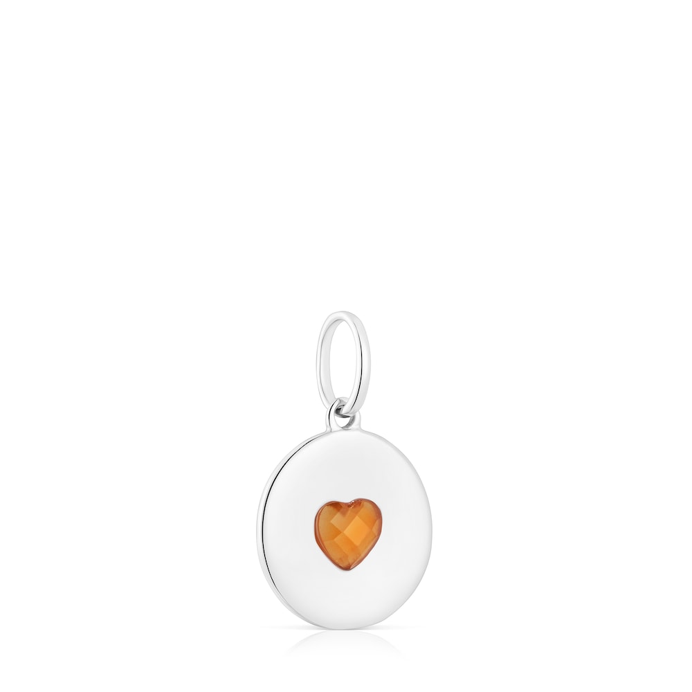 Colgante medalla de plata y cornalina corazón Aelita image number 1