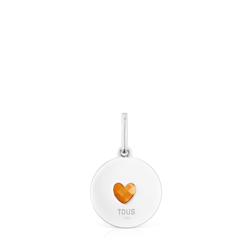 Silver Medallion pendant with carnelian heart Aelita