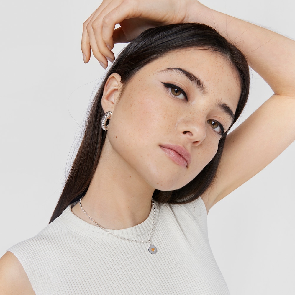 Dije medalla de plata y cornalina coraz&oacute;n Aelita