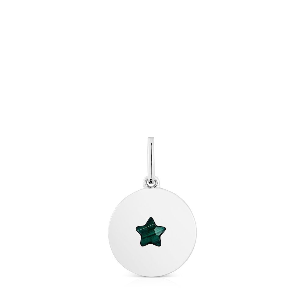 Silver Medallion pendant with malachite star Aelita image number 0