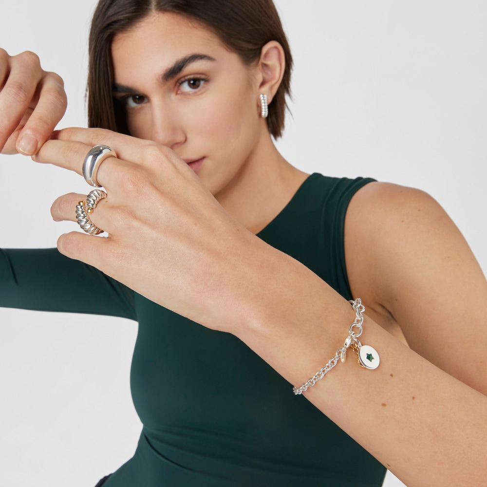 Dije medalla de plata y malaquita estrella Aelita