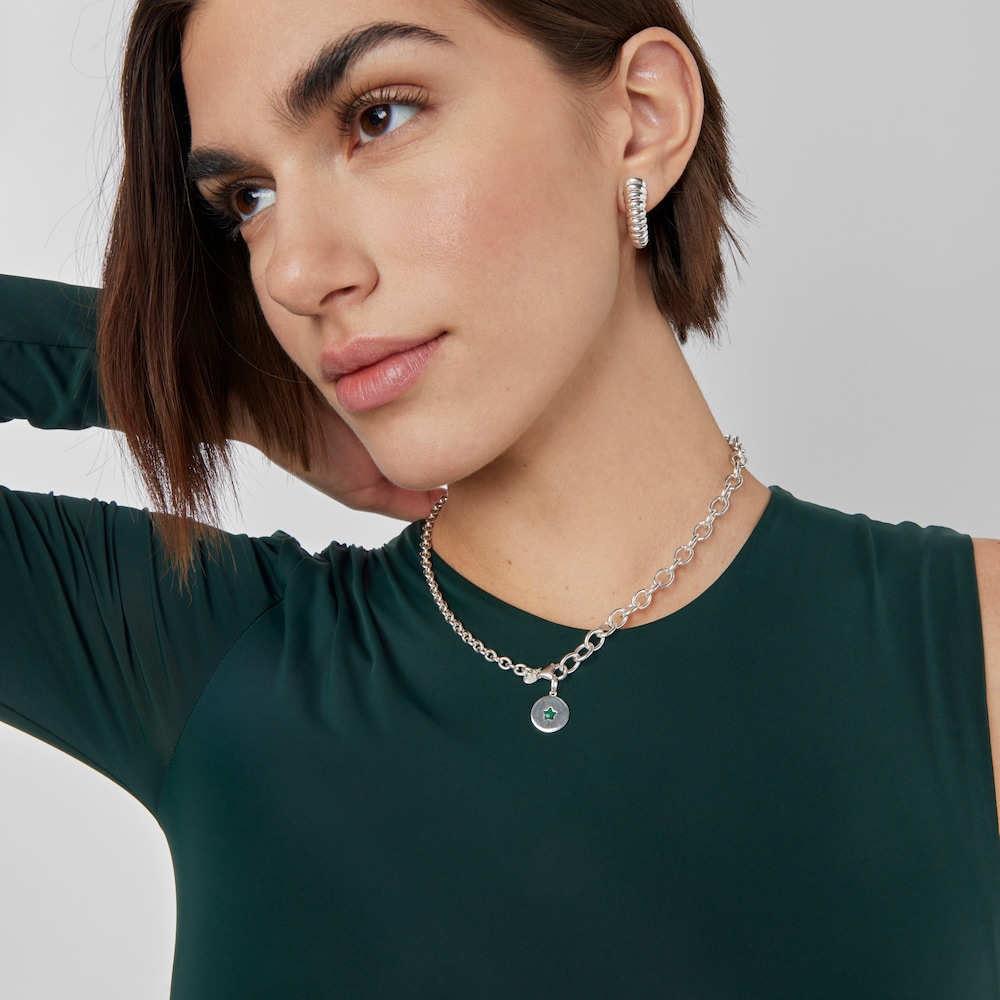 Dije medalla de plata y malaquita estrella Aelita