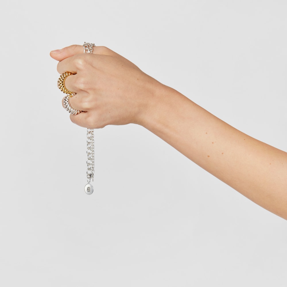 Pingente medalha em prata e labradorite urso Aelita