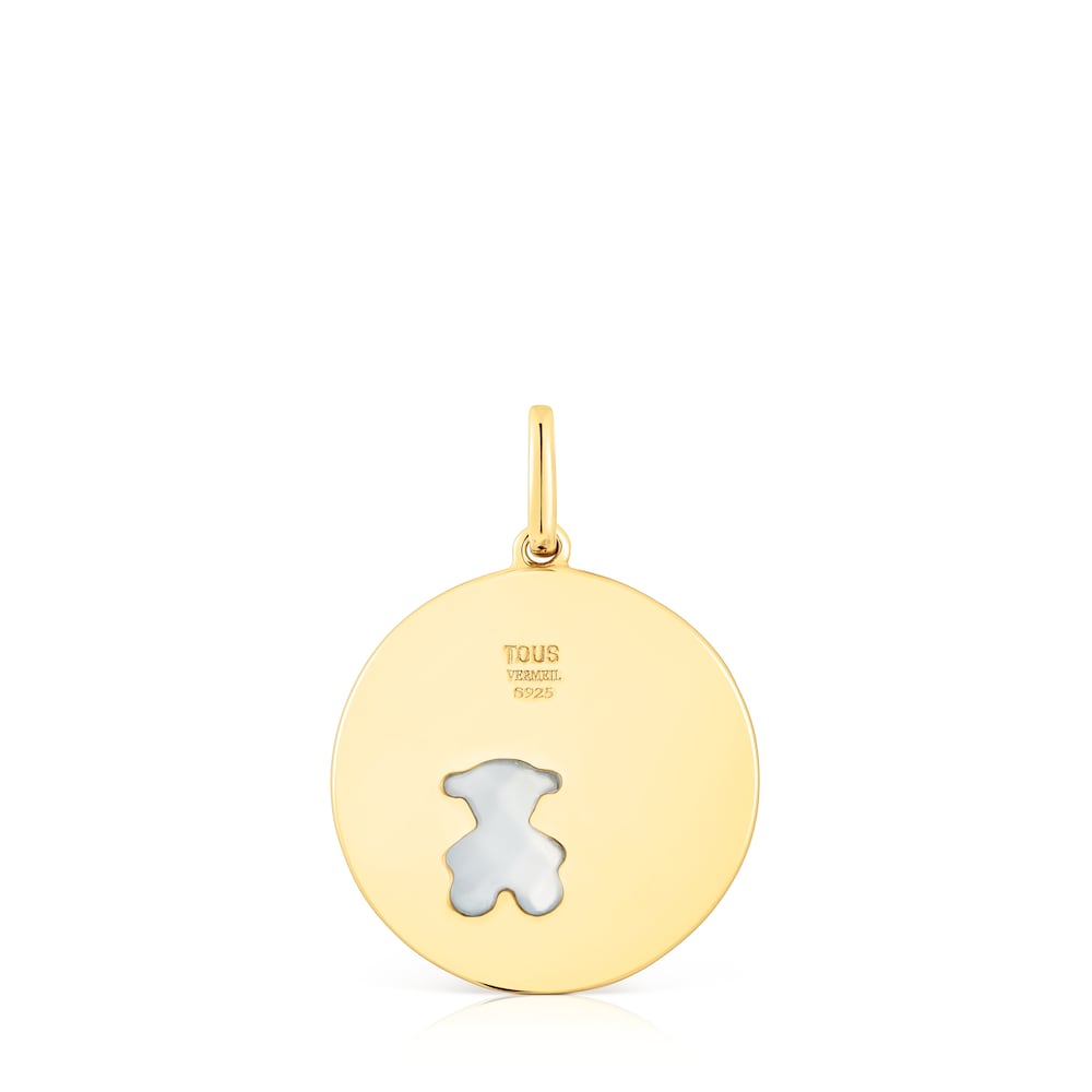 Silver vermeil Medallion pendant with diamonds and chalcedony bear Aelita image number 3