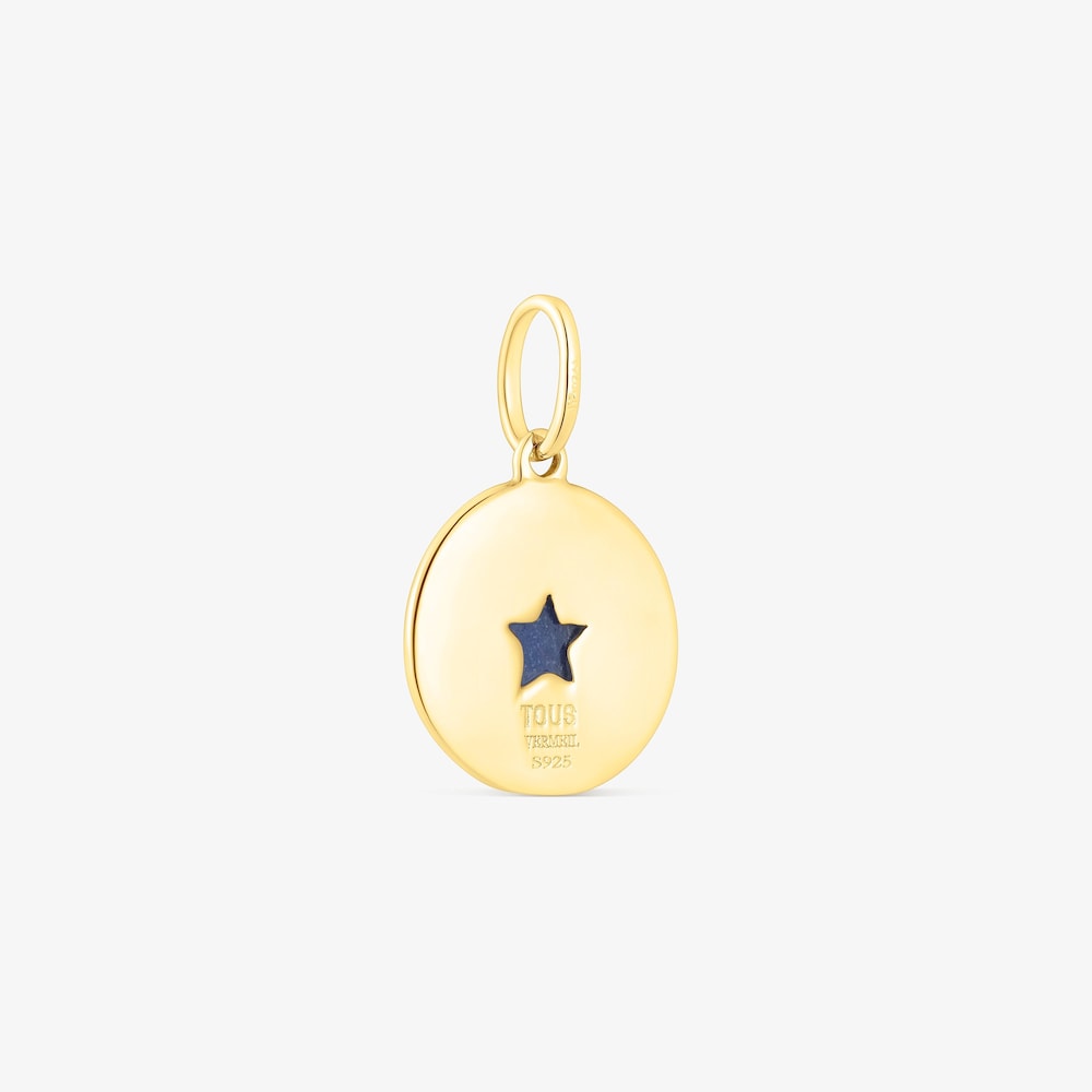 Colgante medalla con ba&ntilde;o de oro 18 kt sobre plata y sodalita estrella Aelita