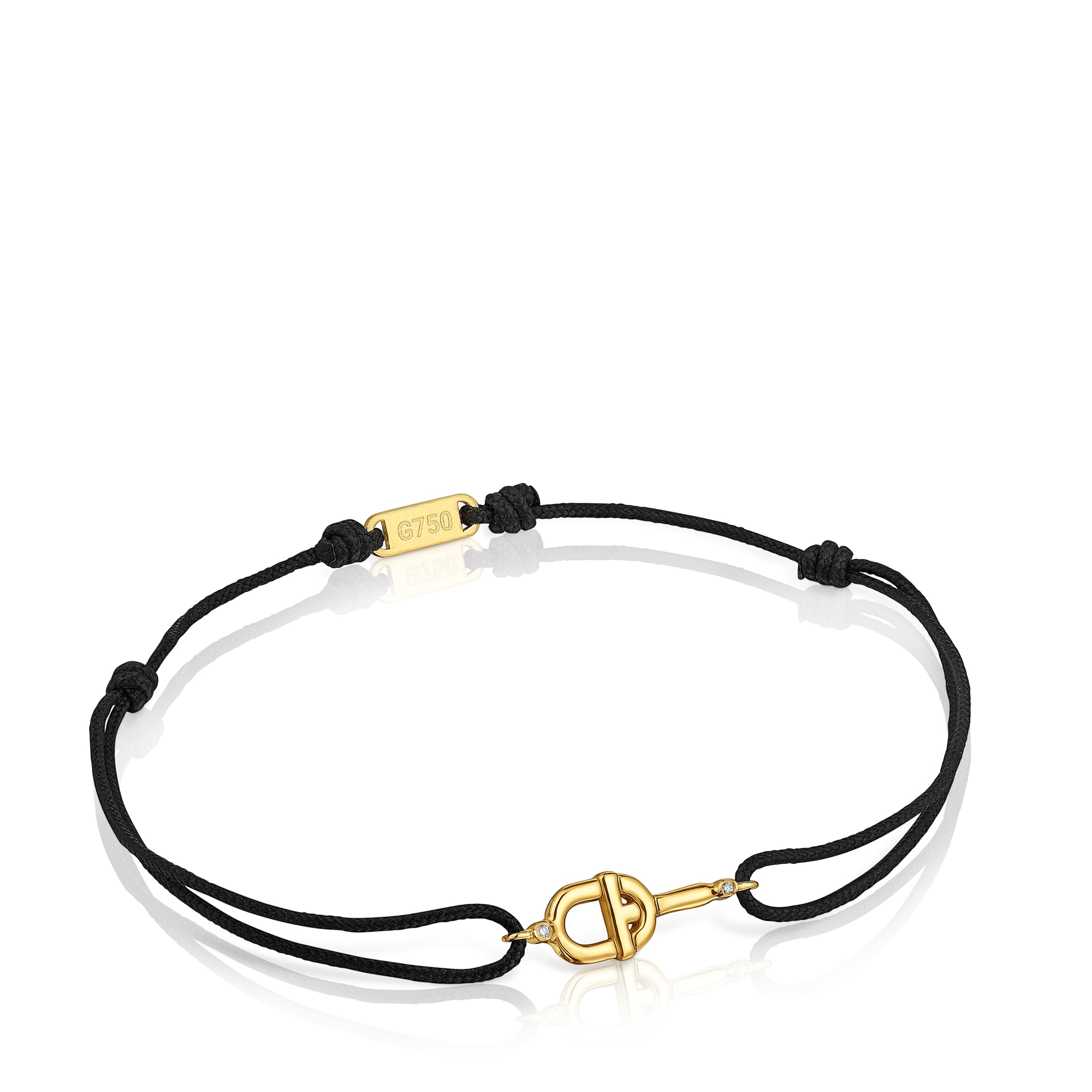 Pulsera de oro con diamantes y nylon negro TOUS MANIFESTO