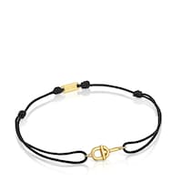 Gold TOUS MANIFEST Bracelet with diamonds and black nylon