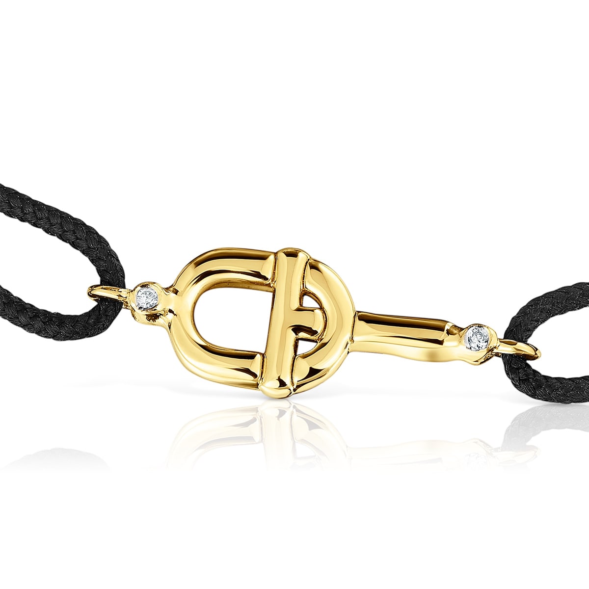 Pulsera de oro con diamantes y nylon negro TOUS MANIFESTO