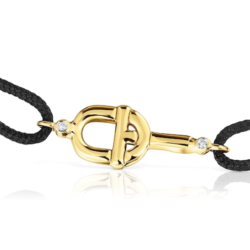 Gold TOUS MANIFEST Bracelet with diamonds and black nylon