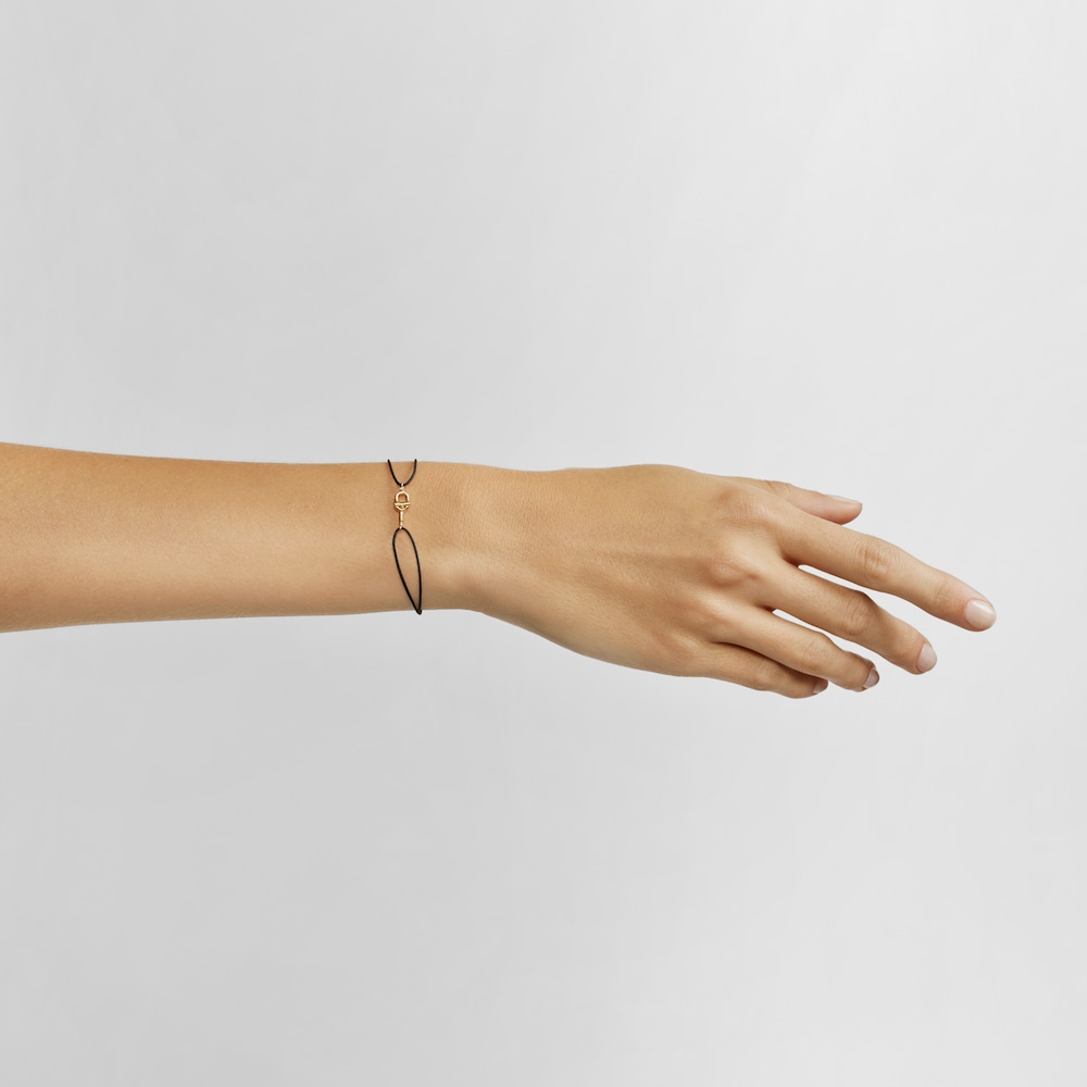 Gold TOUS MANIFEST Bracelet with diamonds and black nylon