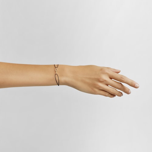 Gold TOUS MANIFEST Bracelet with diamonds and black nylon