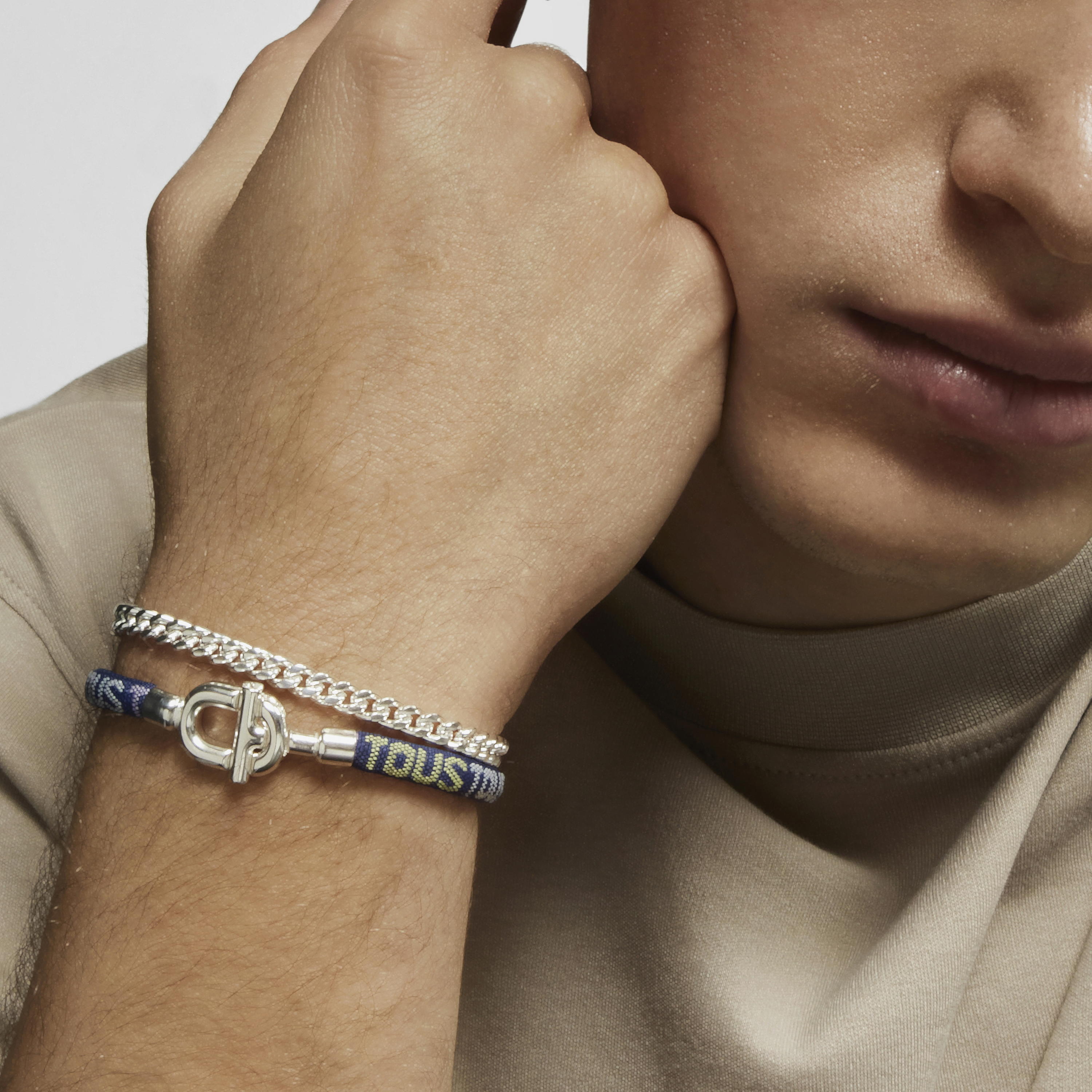 TOUS MANIFESTO Bracelet in silver with cord