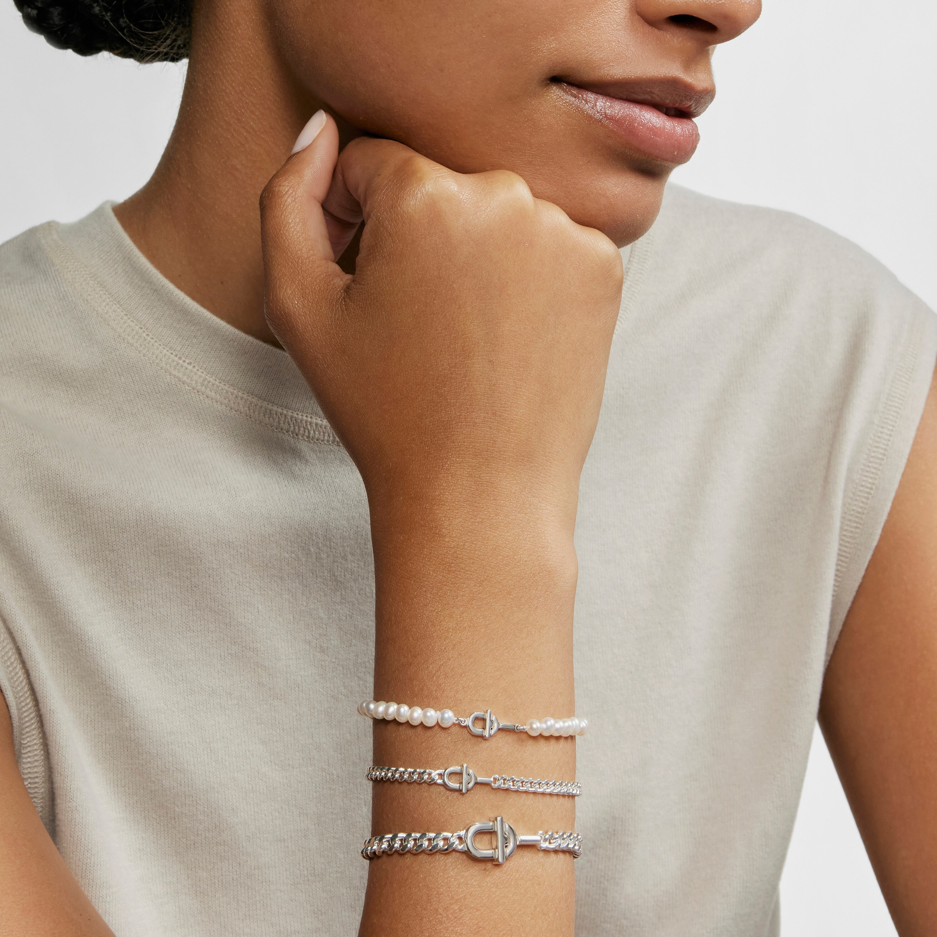 Silver Bracelet with cultured pearls TOUS MANIFESTO