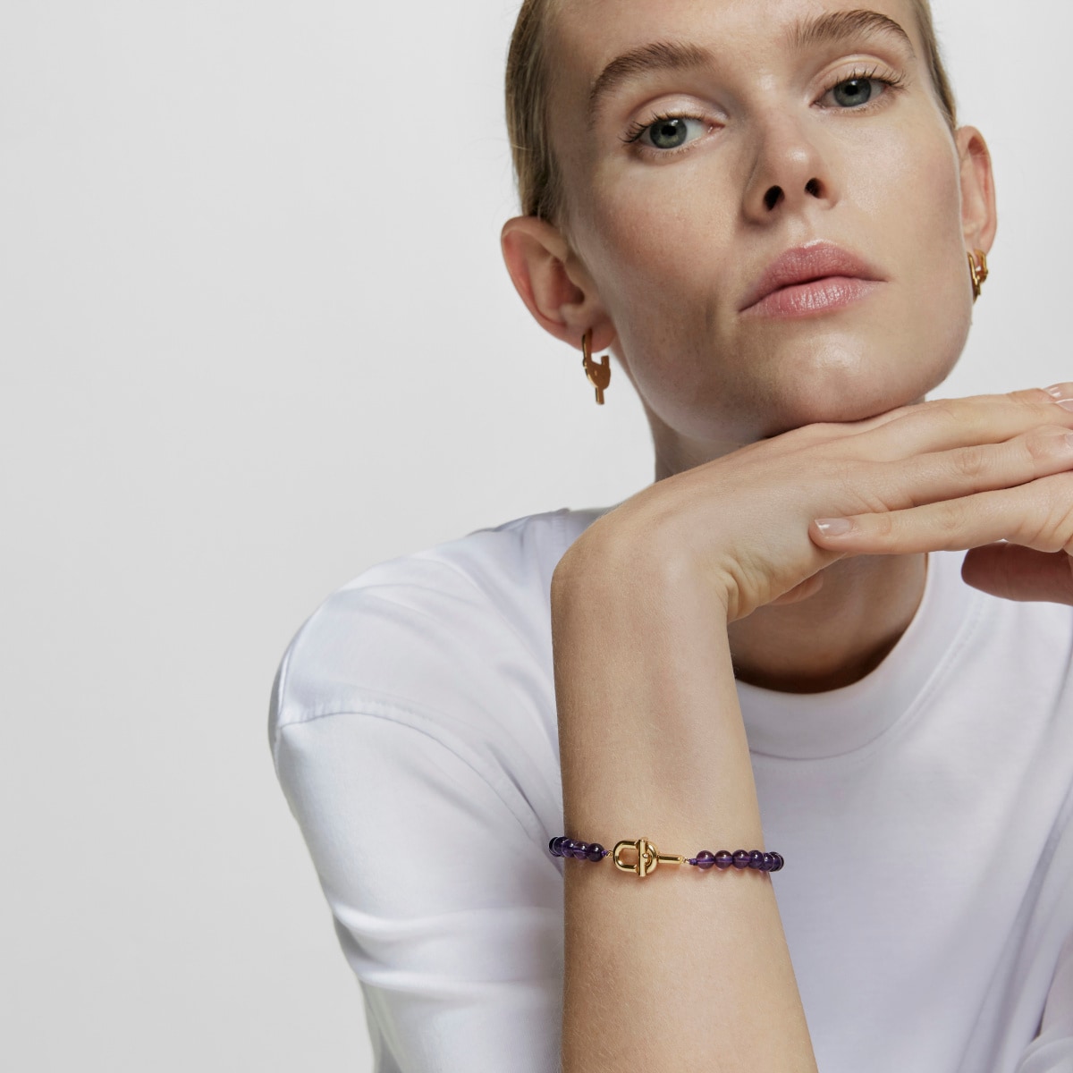 TOUS MANIFESTO Bracelet with 18kt gold plating over silver with amethyst