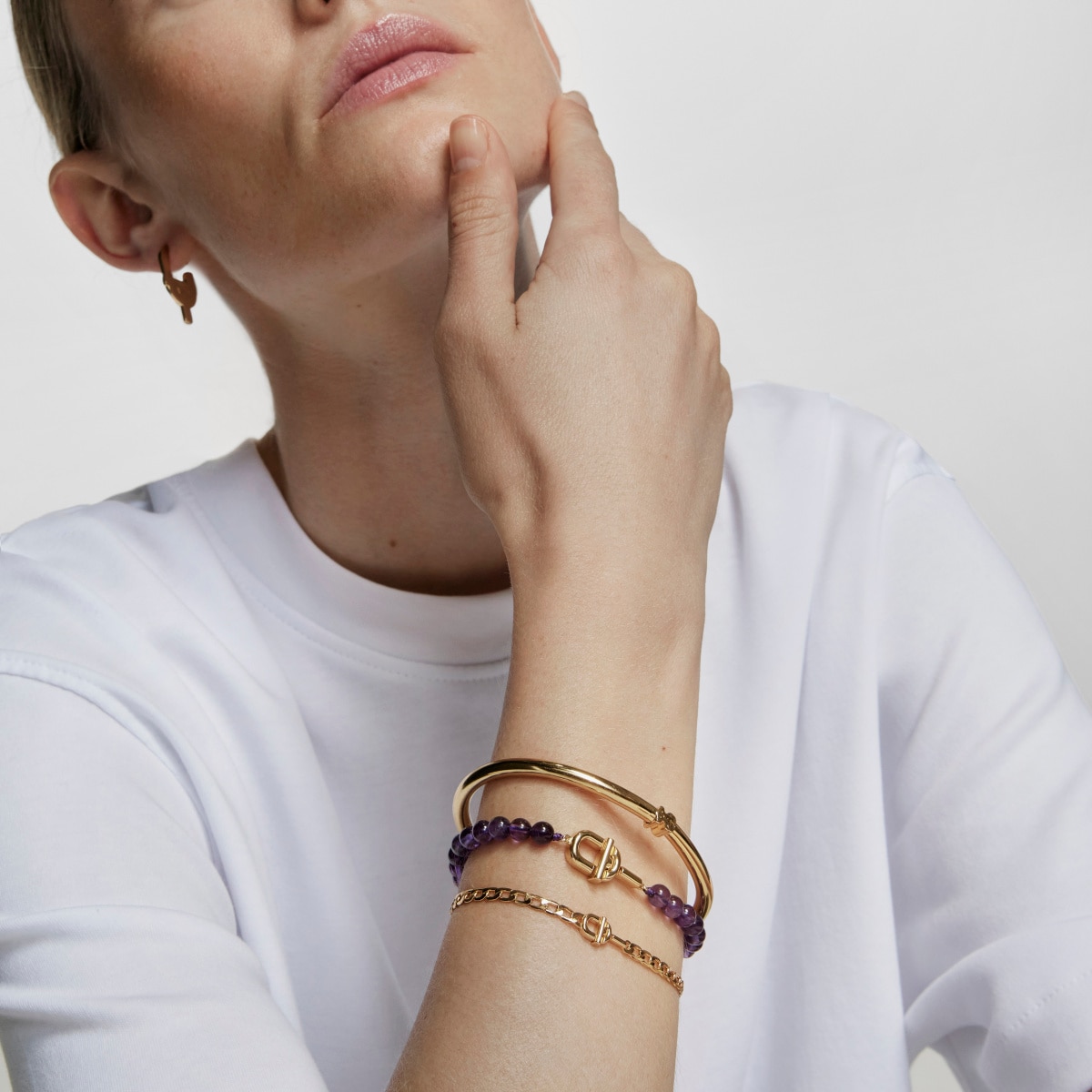 TOUS MANIFESTO Bracelet with 18kt gold plating over silver with amethyst