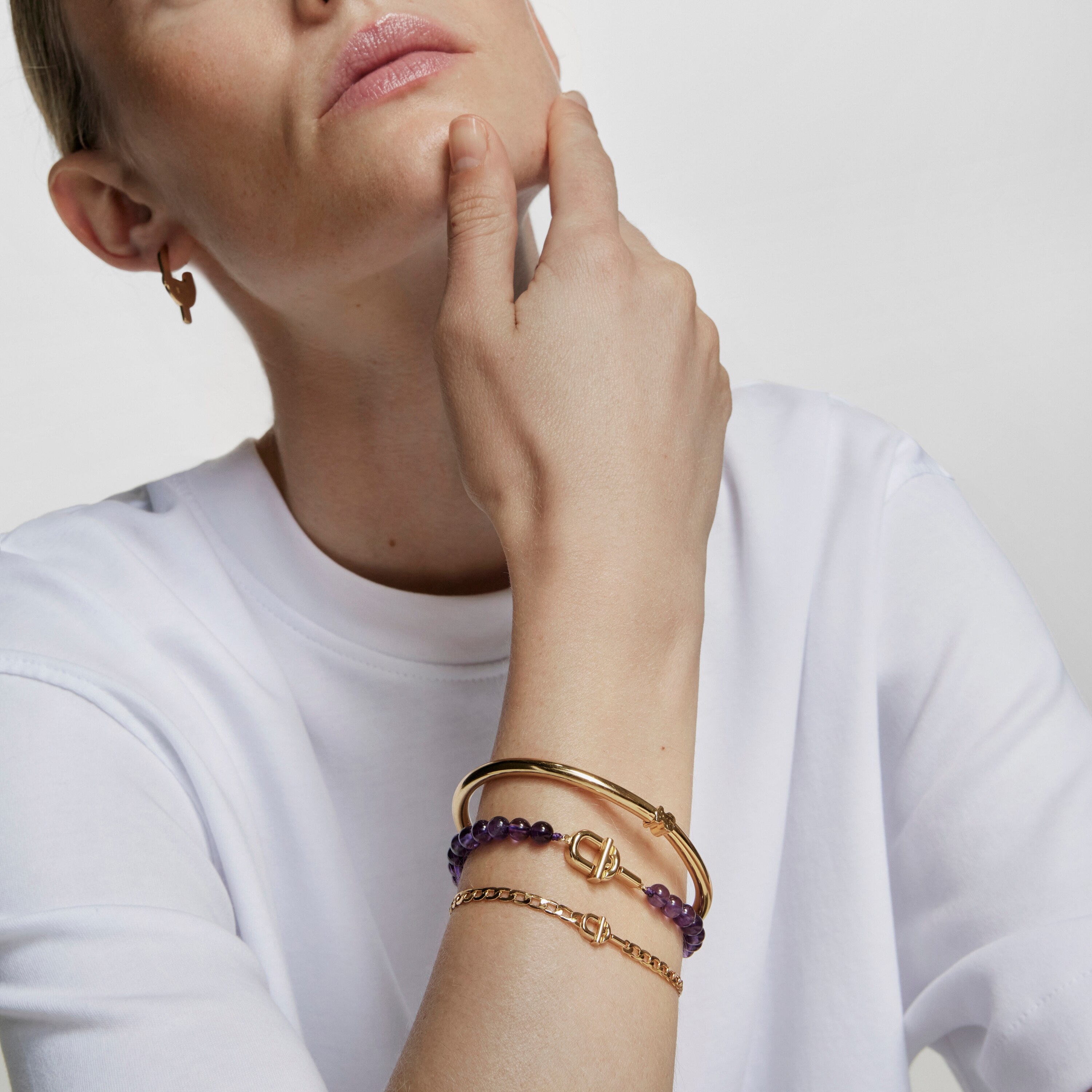 TOUS MANIFESTO Bracelet with 18kt gold plating over silver with amethyst