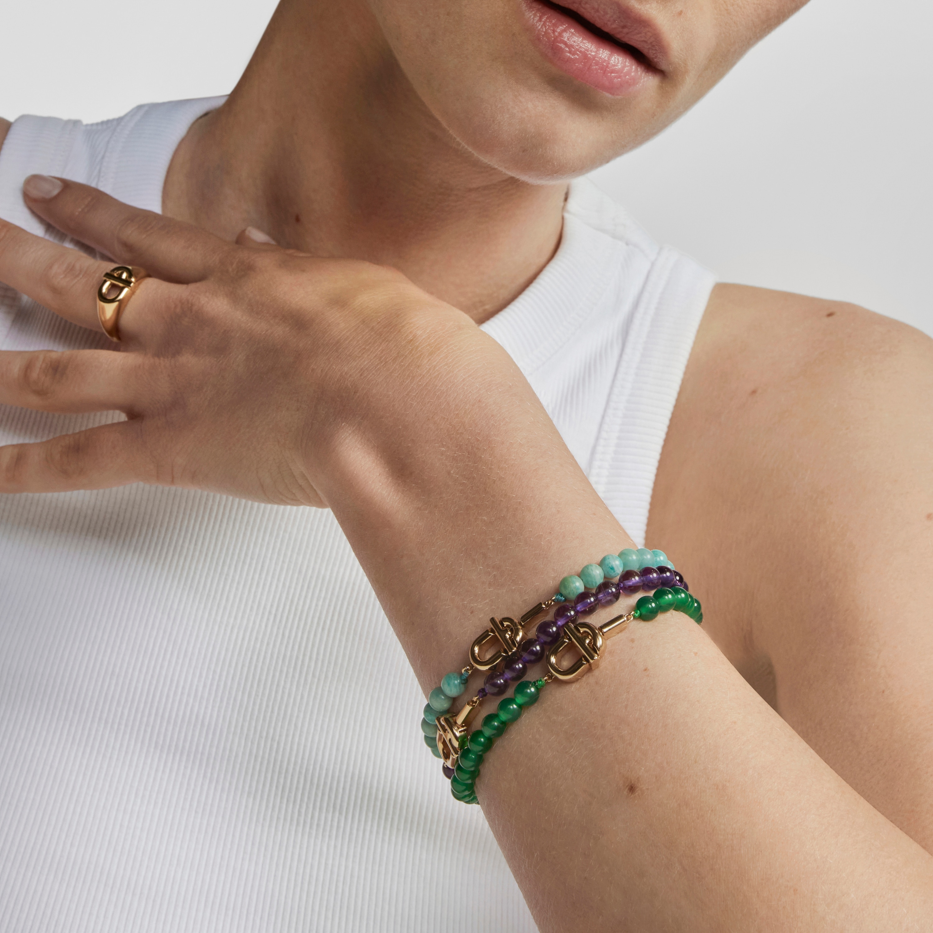 TOUS MANIFESTO Bracelet with 18K gold vermeil with trated chalcedony