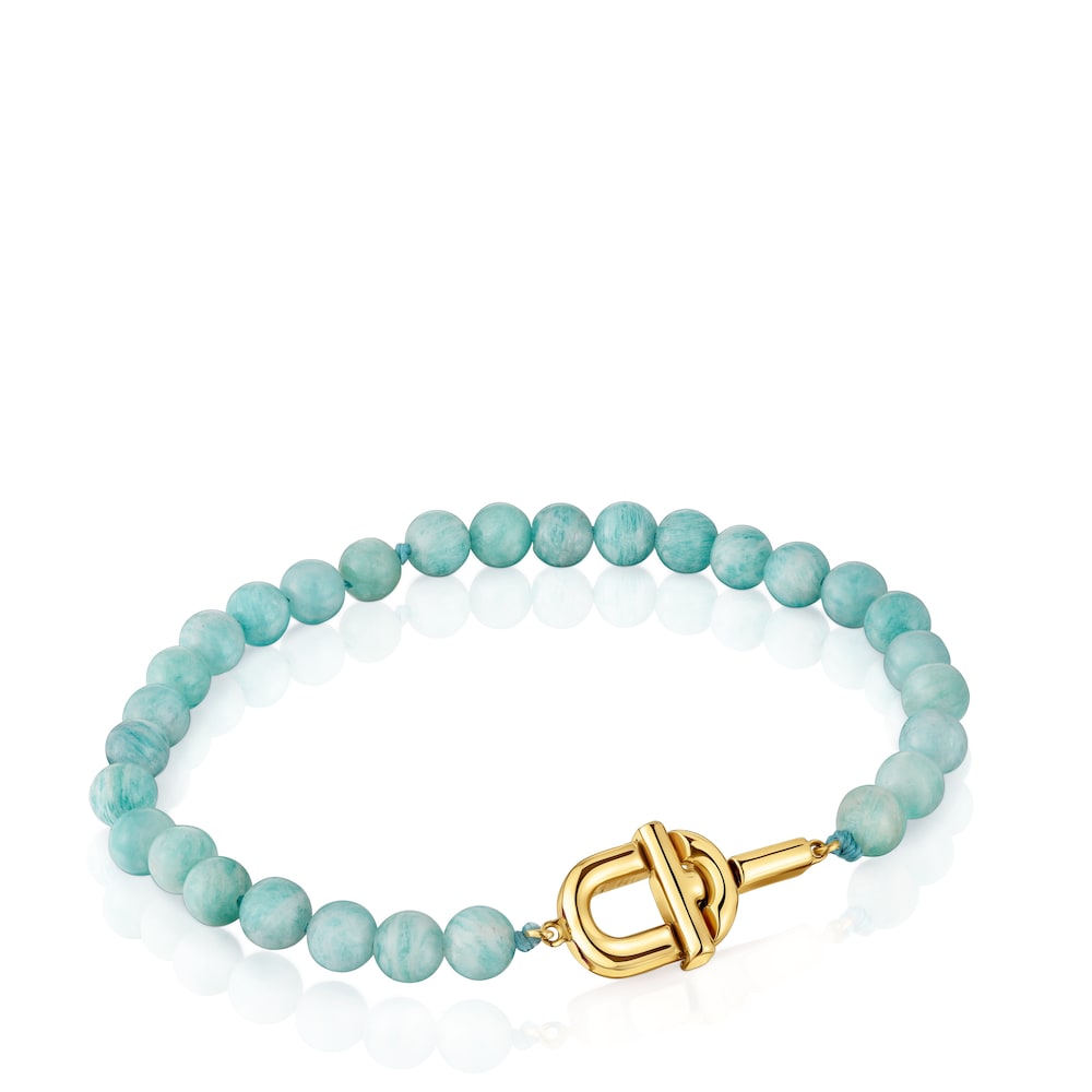 TOUS MANIFESTO Bracelet with 18kt gold plating over silver with amazonite