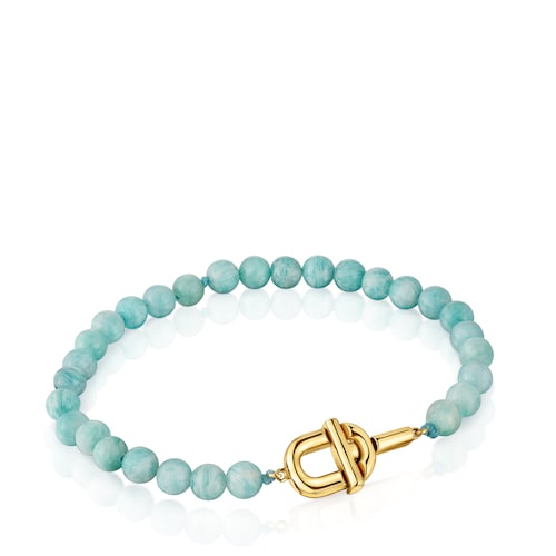 Pulsera con baño de oro 18 kt sobre plata y amazonitas TOUS MANIFESTO