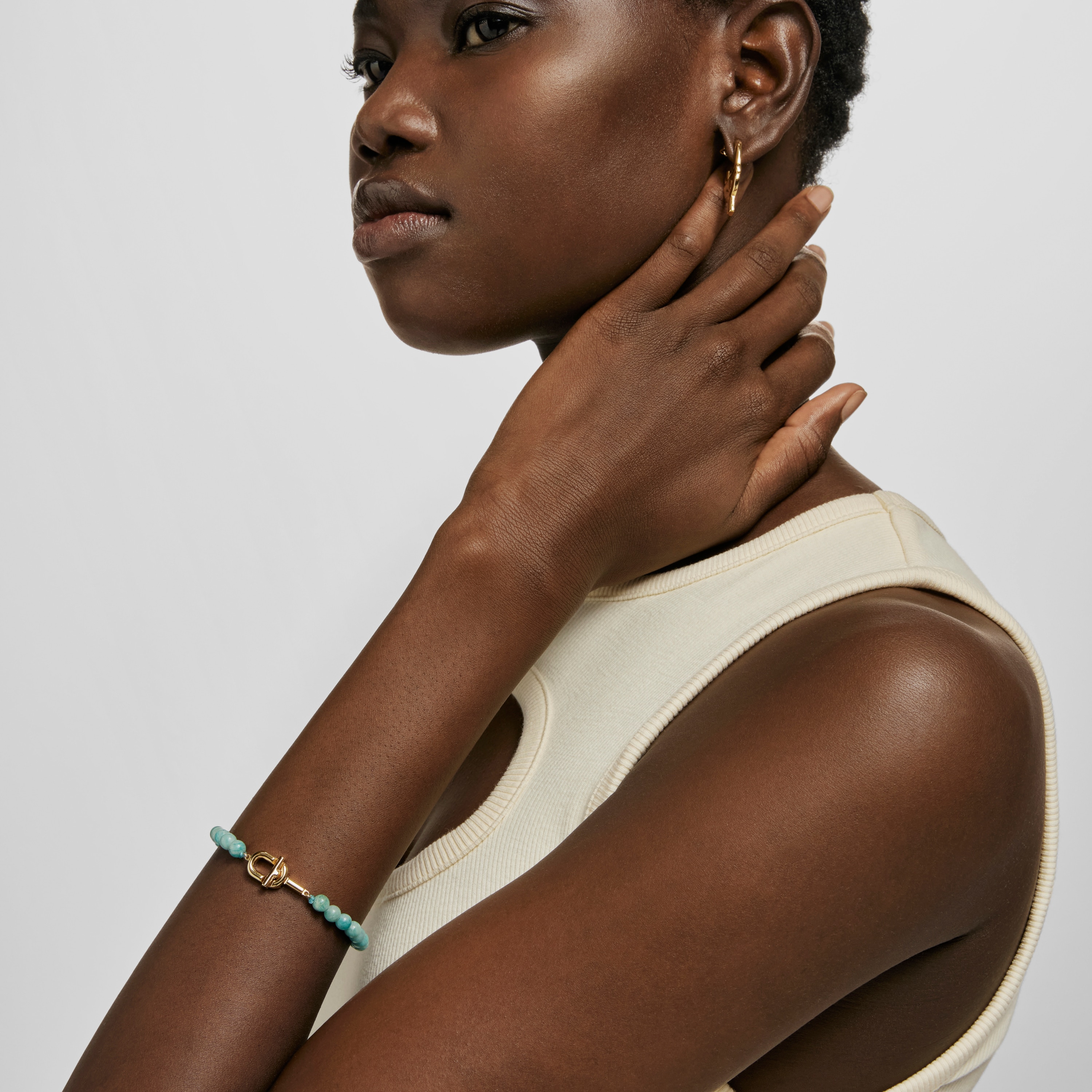 TOUS MANIFESTO Bracelet with 18kt gold plating over silver with amazonite