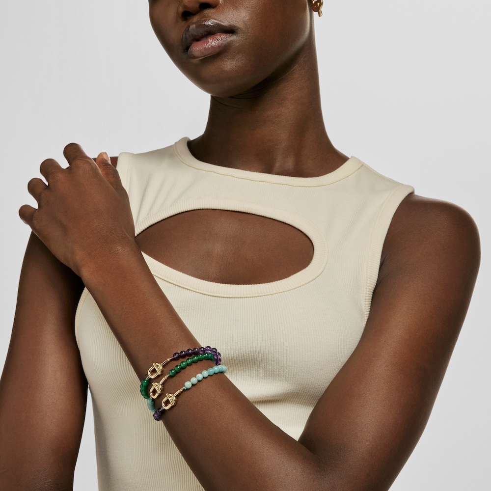 TOUS MANIFESTO Bracelet with 18kt gold plating over silver with amazonite