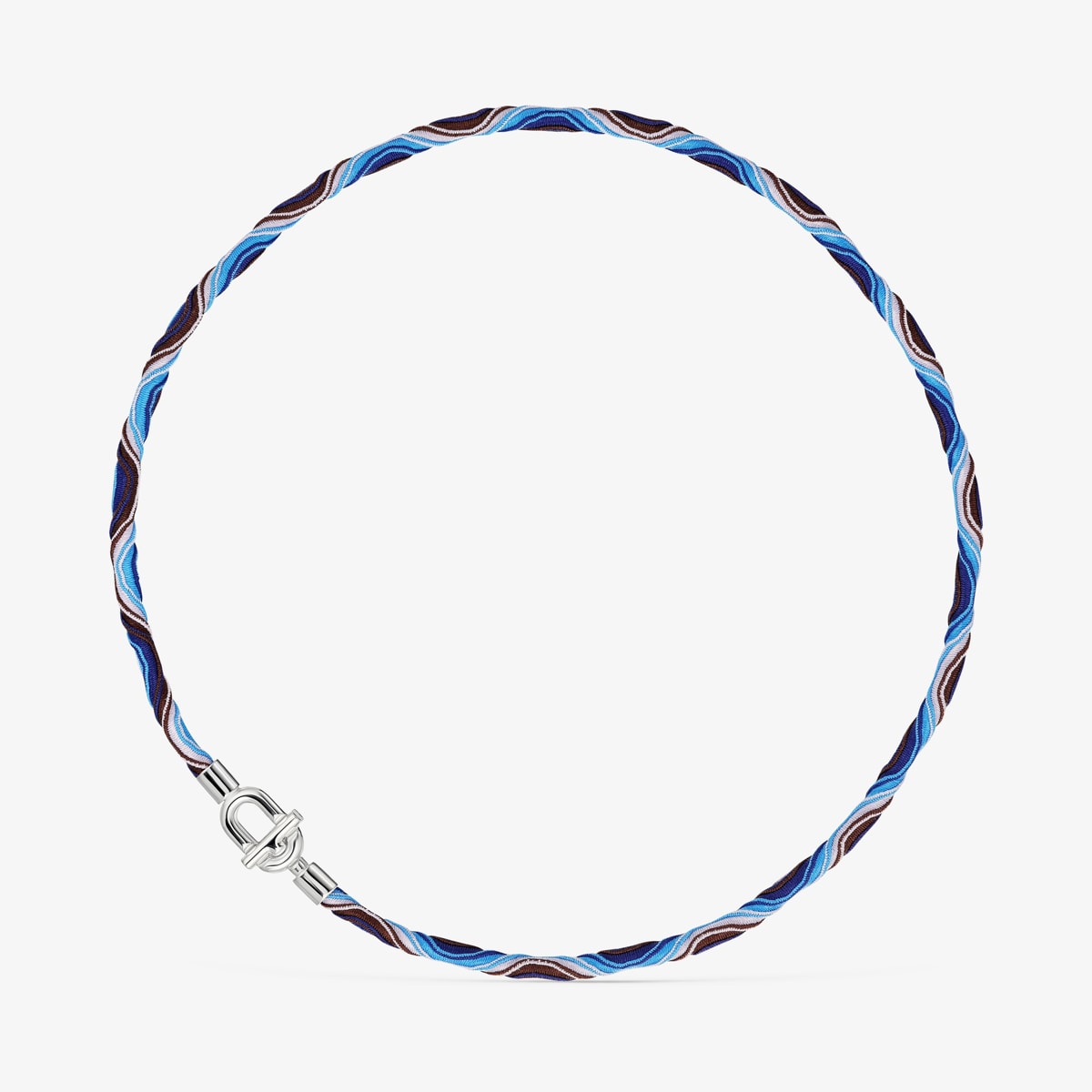 Collar Elástico De Plata Con Cordón Azul Y Lila Manifesto