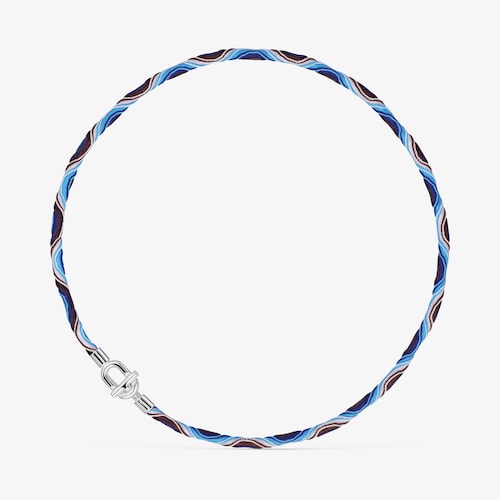 Collar el&aacute;stico de plata con cord&oacute;n azul y lila TOUS MANIFESTO