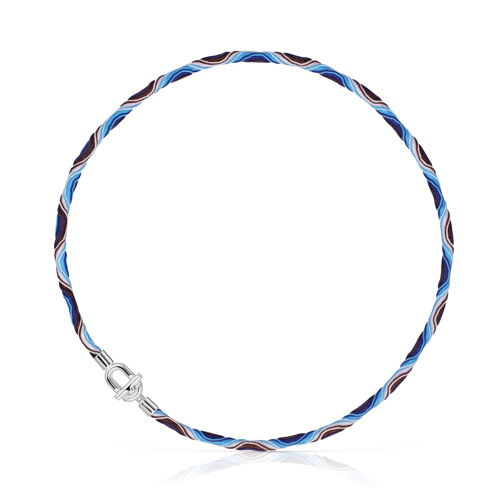Silver TOUS MANIFESTO Elastic necklace-bracelet with blue and lilac cord