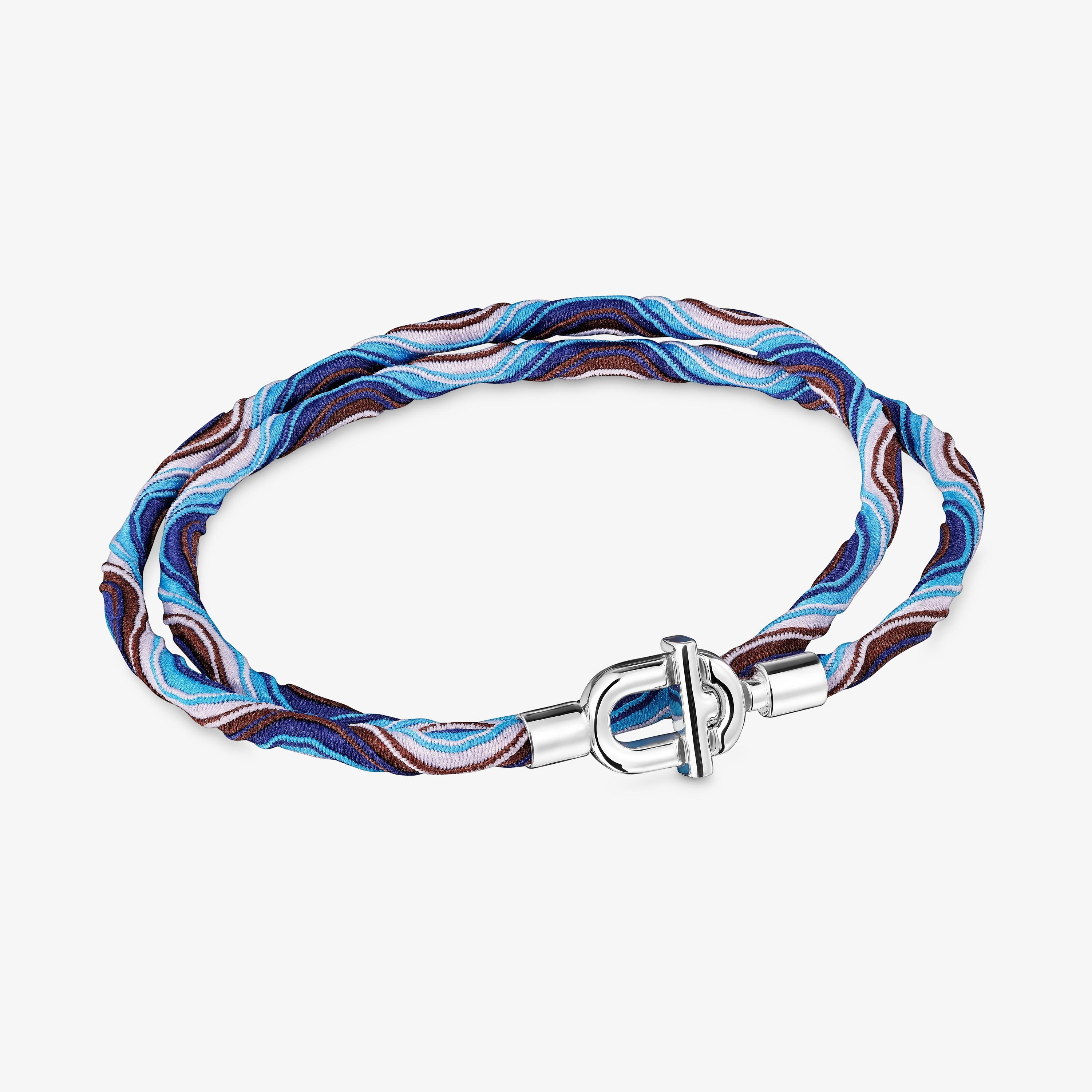 Silver TOUS MANIFESTO Elastic necklace/bracelet with blue and lilac cord