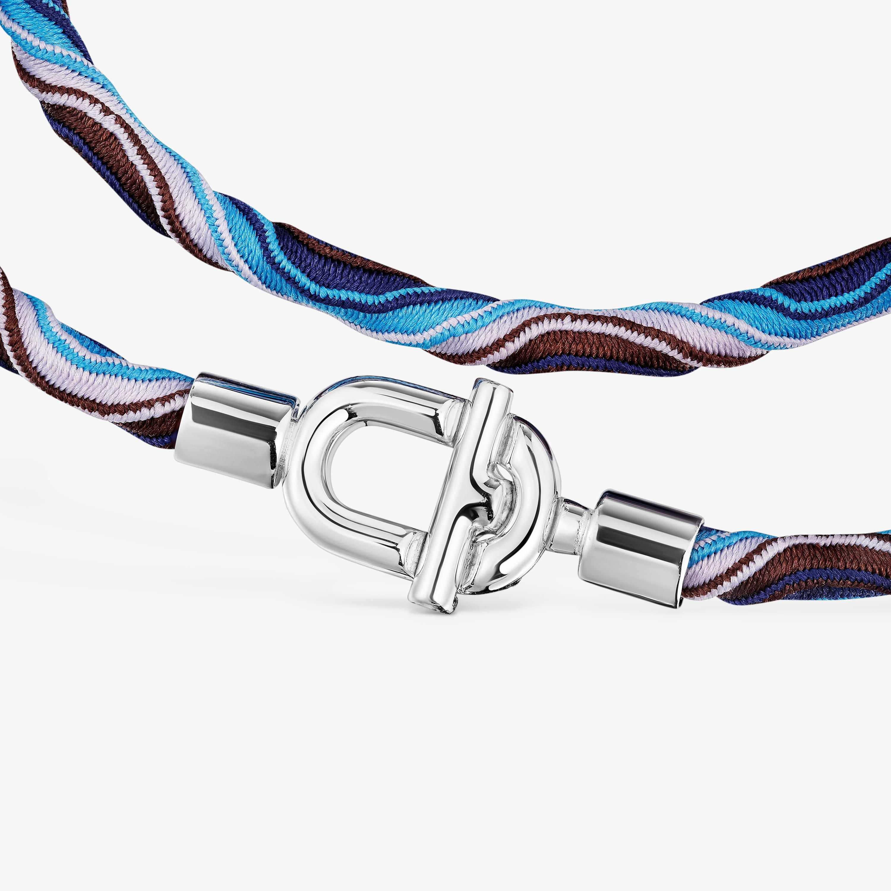 Silver TOUS MANIFESTO Elastic necklace/bracelet with blue and lilac cord