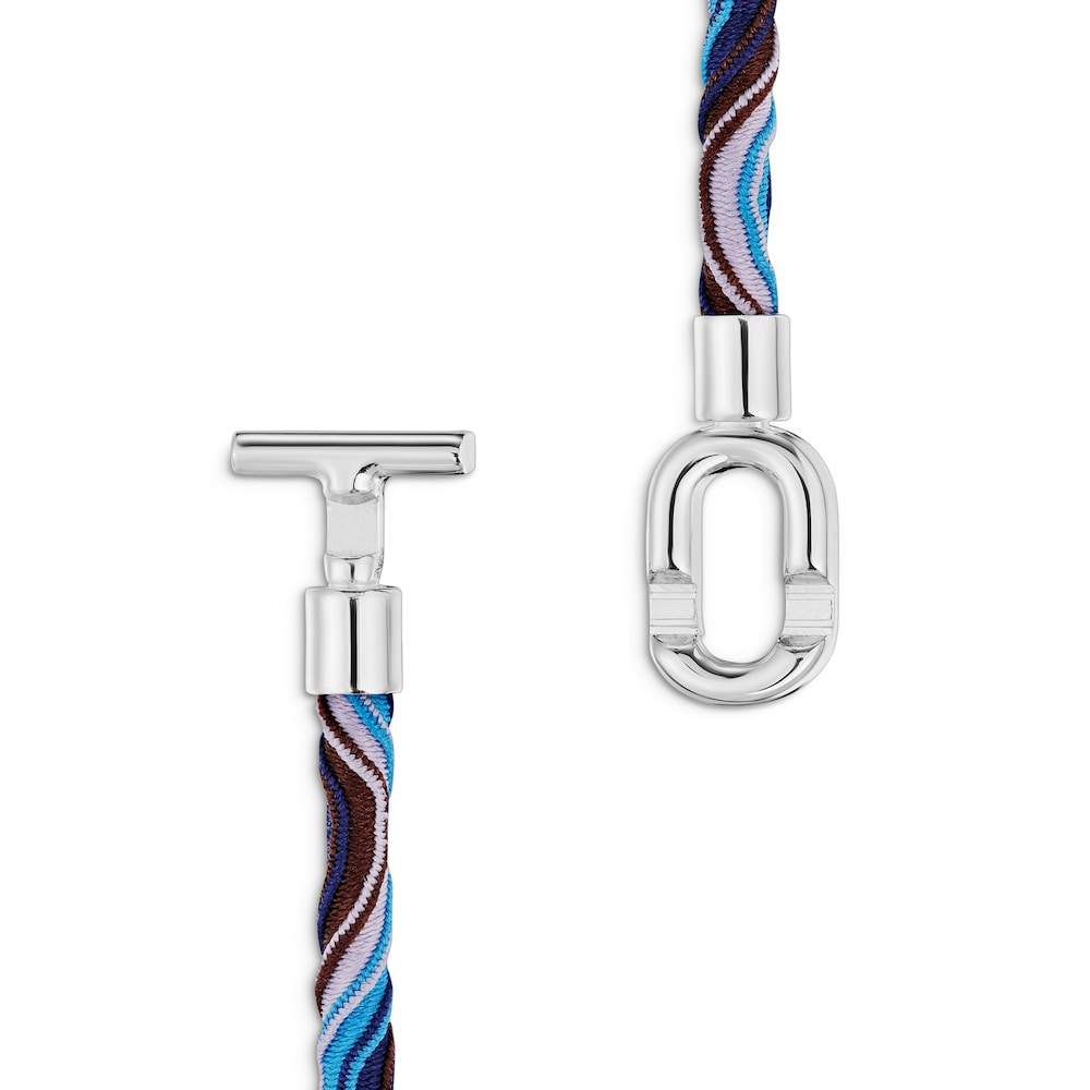 Silver TOUS MANIFESTO Elastic necklace-bracelet with blue and lilac cord