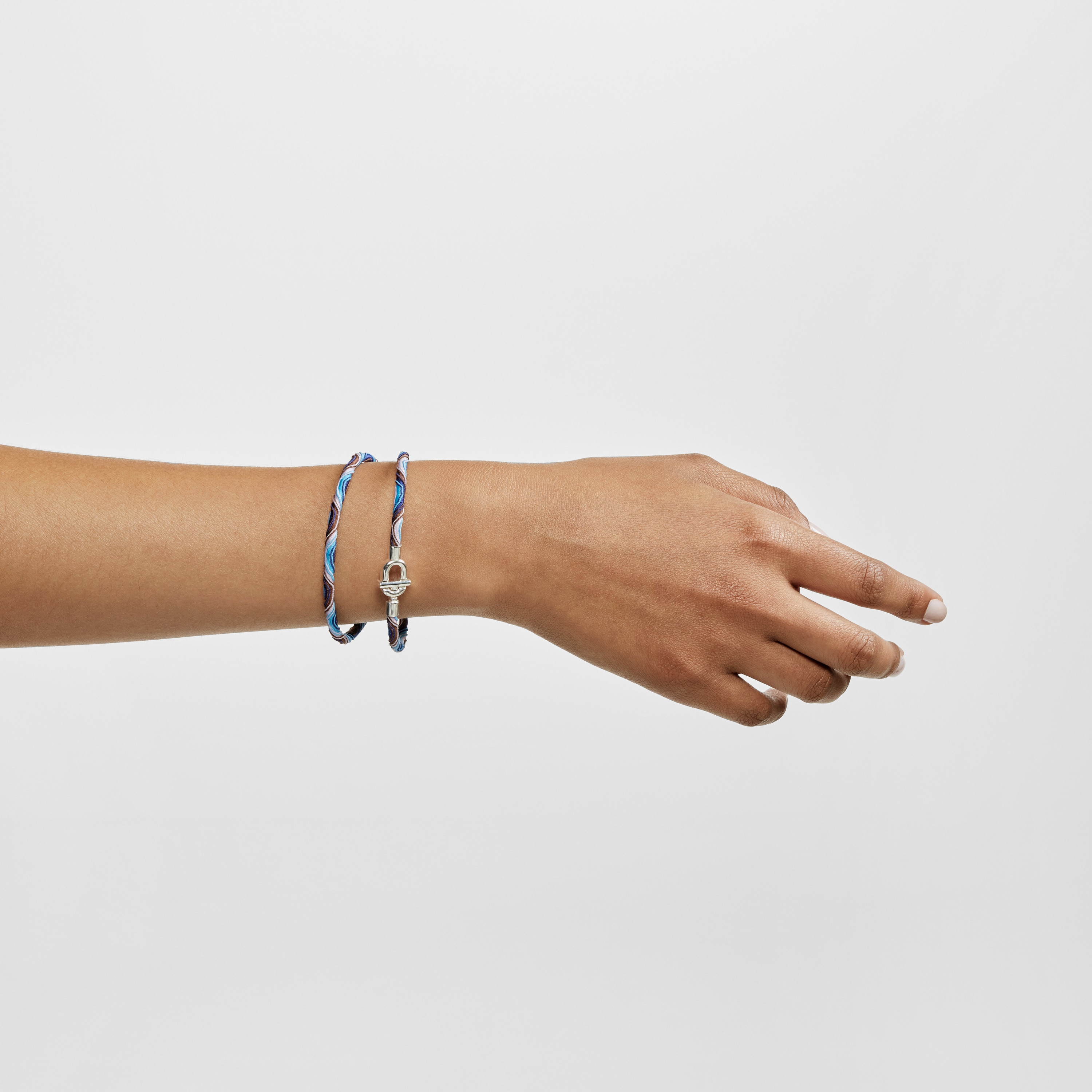 Silver TOUS MANIFESTO Elastic necklace/bracelet with blue and lilac cord