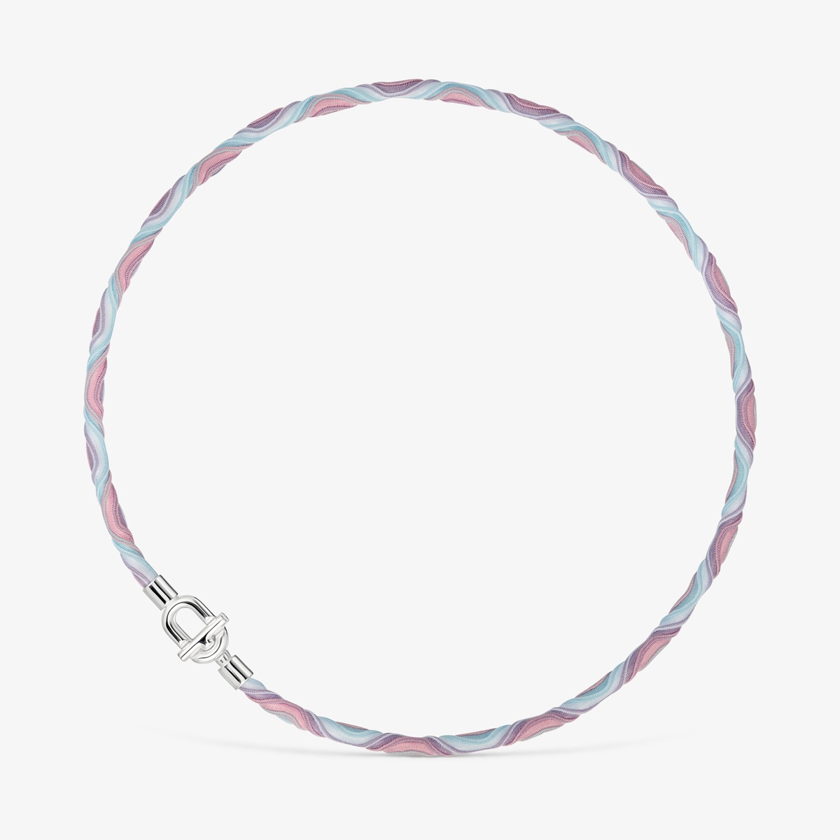 Elastische Halskette Manifesto Aus Silber Mit Kordel In Rosa Und Blau