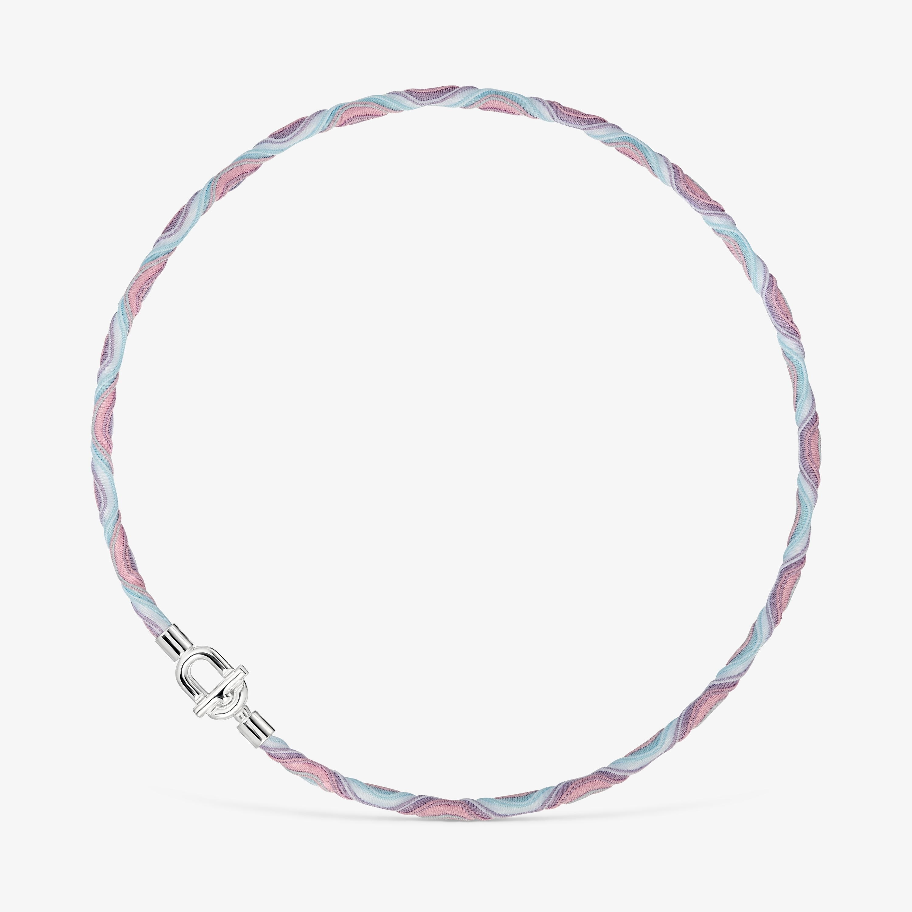 Silver TOUS MANIFESTO Elastic necklace/bracelet with pink and blue cord