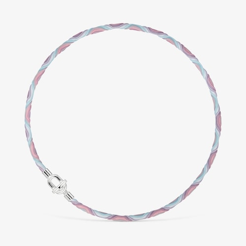 Collar el&aacute;stico de plata con cord&oacute;n rosa y azul TOUS MANIFESTO