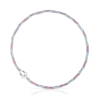 Collar elástico de plata con cordón rosa y azul TOUS MANIFESTO