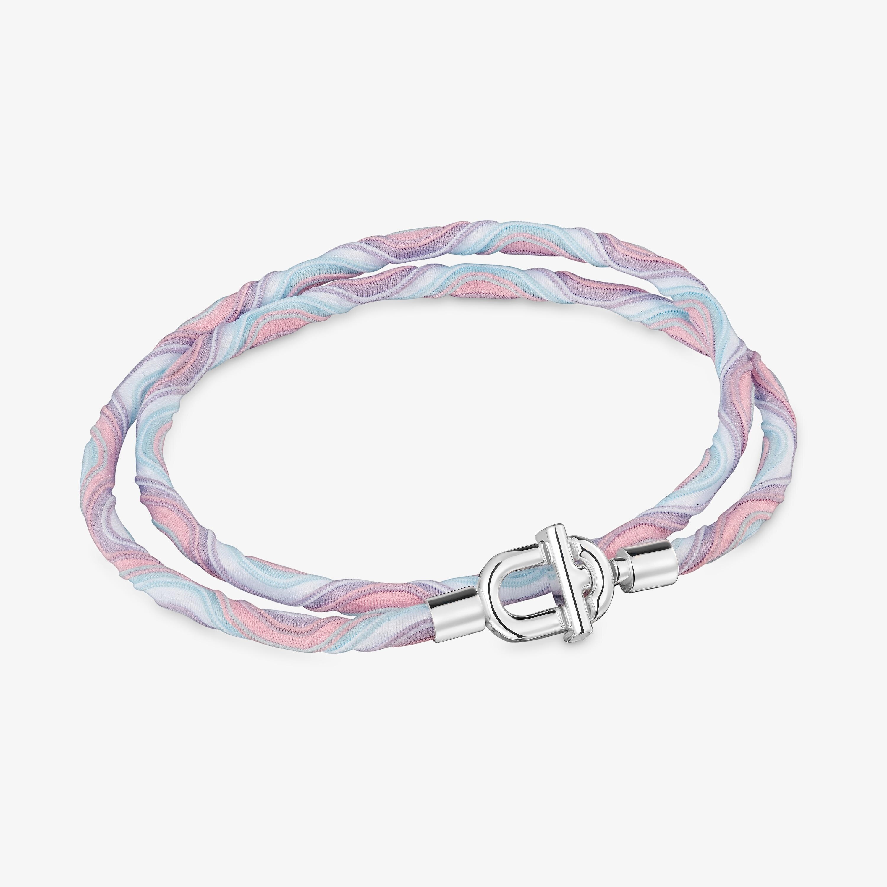 Silver TOUS MANIFESTO Elastic necklace/bracelet with pink and blue cord