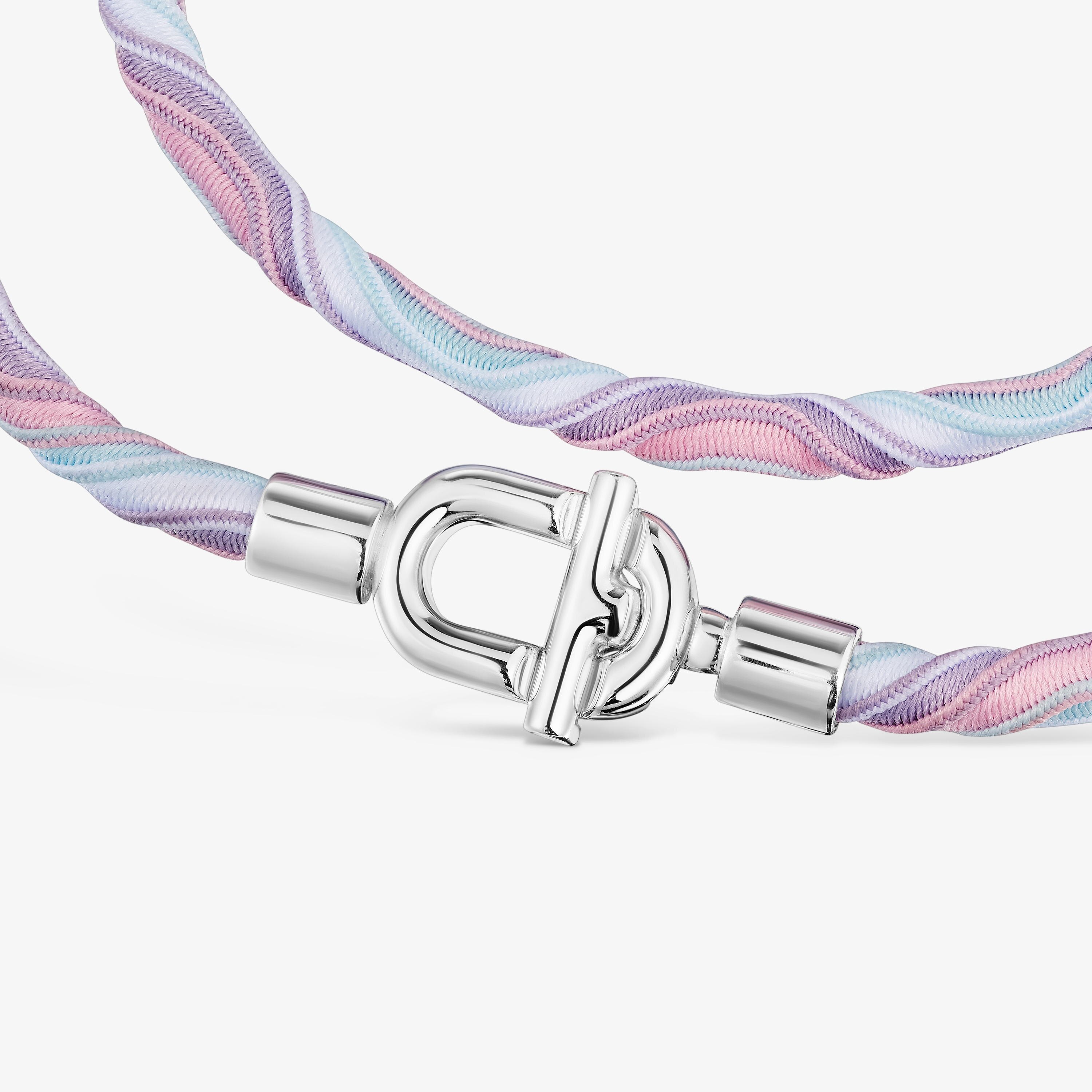 Silver TOUS MANIFESTO Elastic necklace/bracelet with pink and blue cord