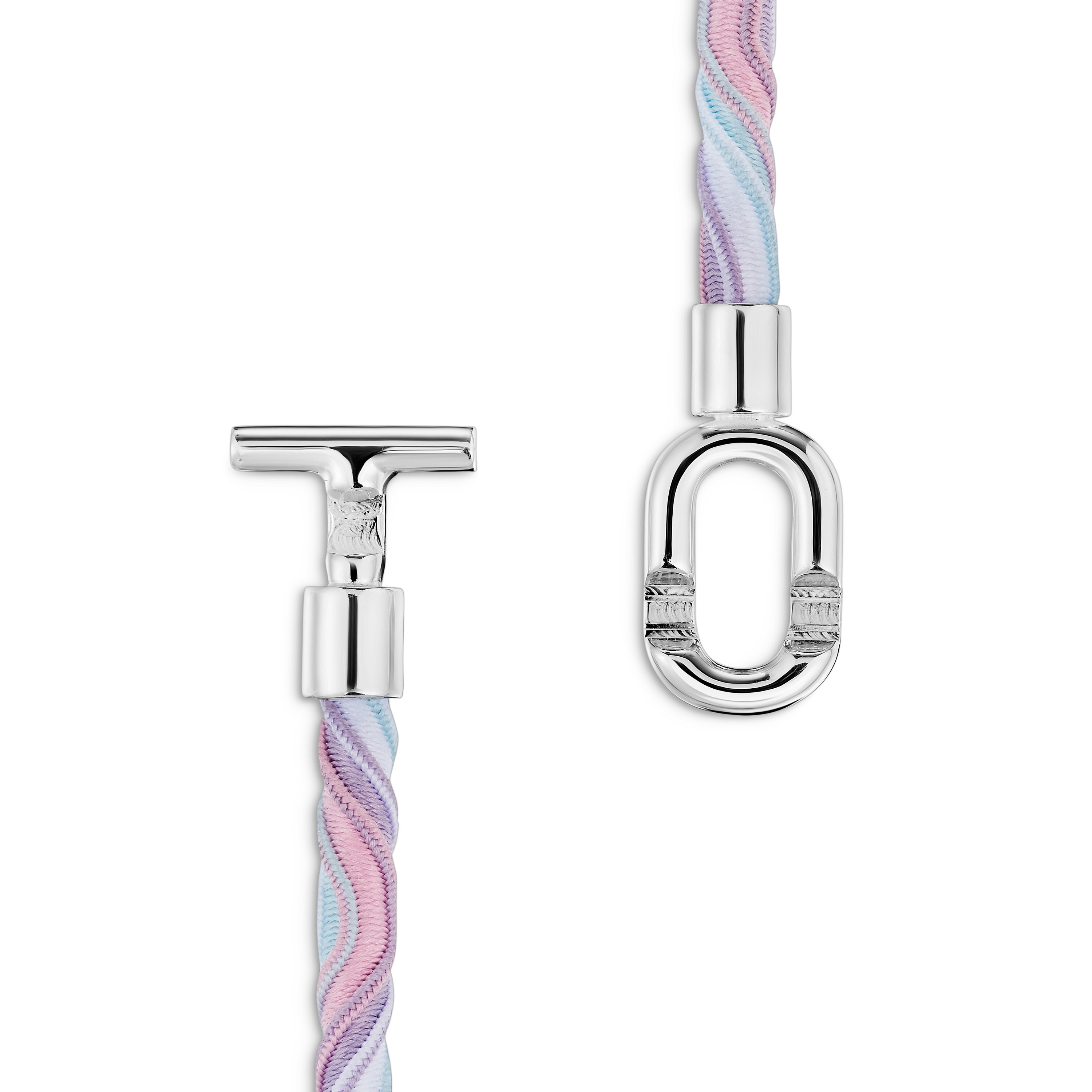 Silver TOUS MANIFESTO Elastic necklace/bracelet with pink and blue cord
