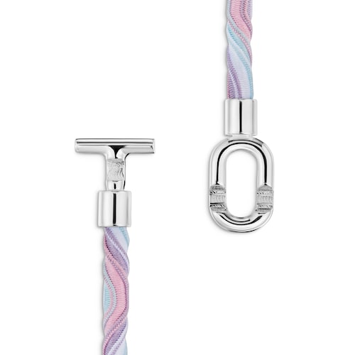 Collar elástico de plata con cordón rosa y azul TOUS MANIFESTO
